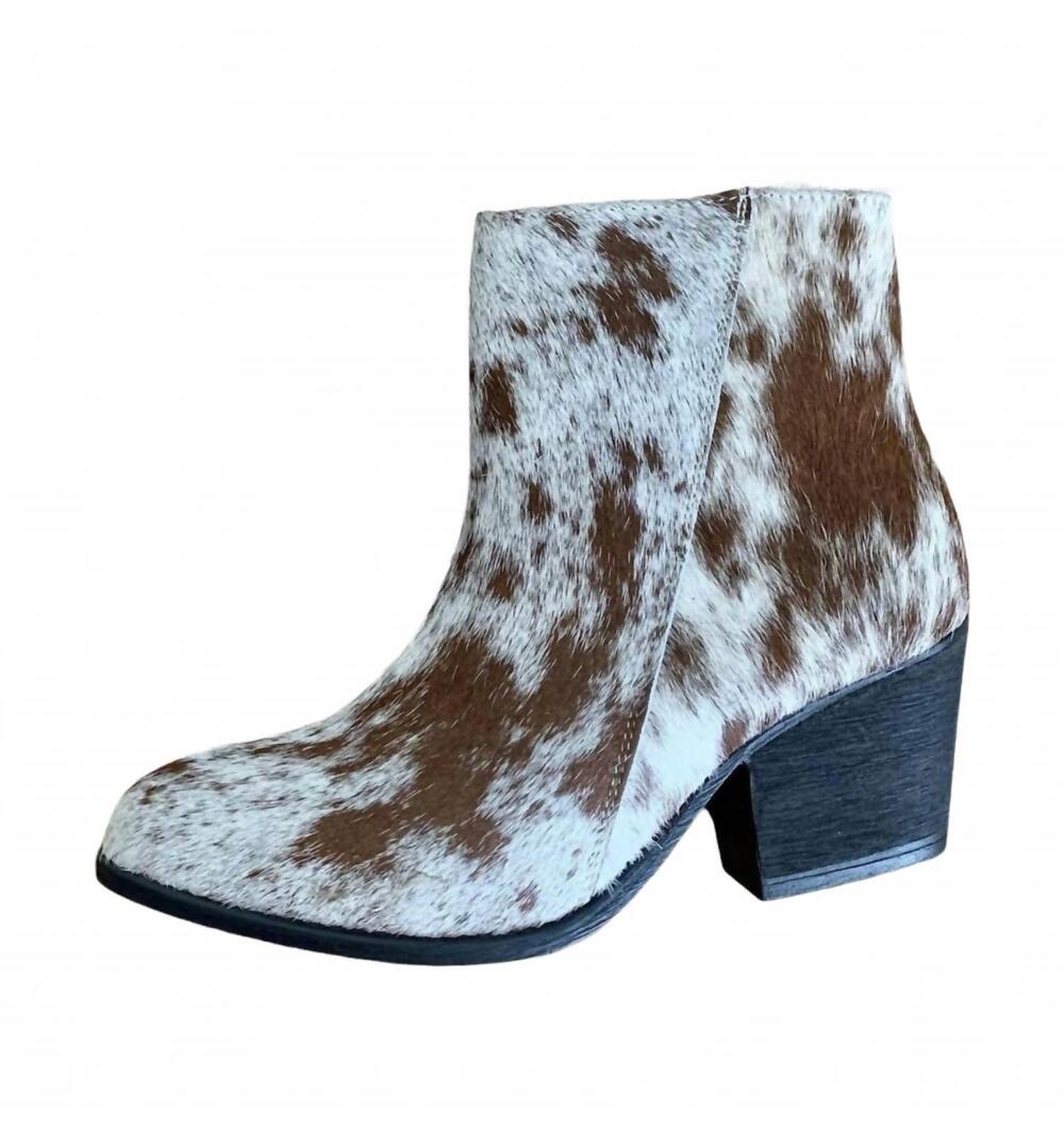 NEW ALCALA'S BOOTS women's richard hair-on bootie in brown